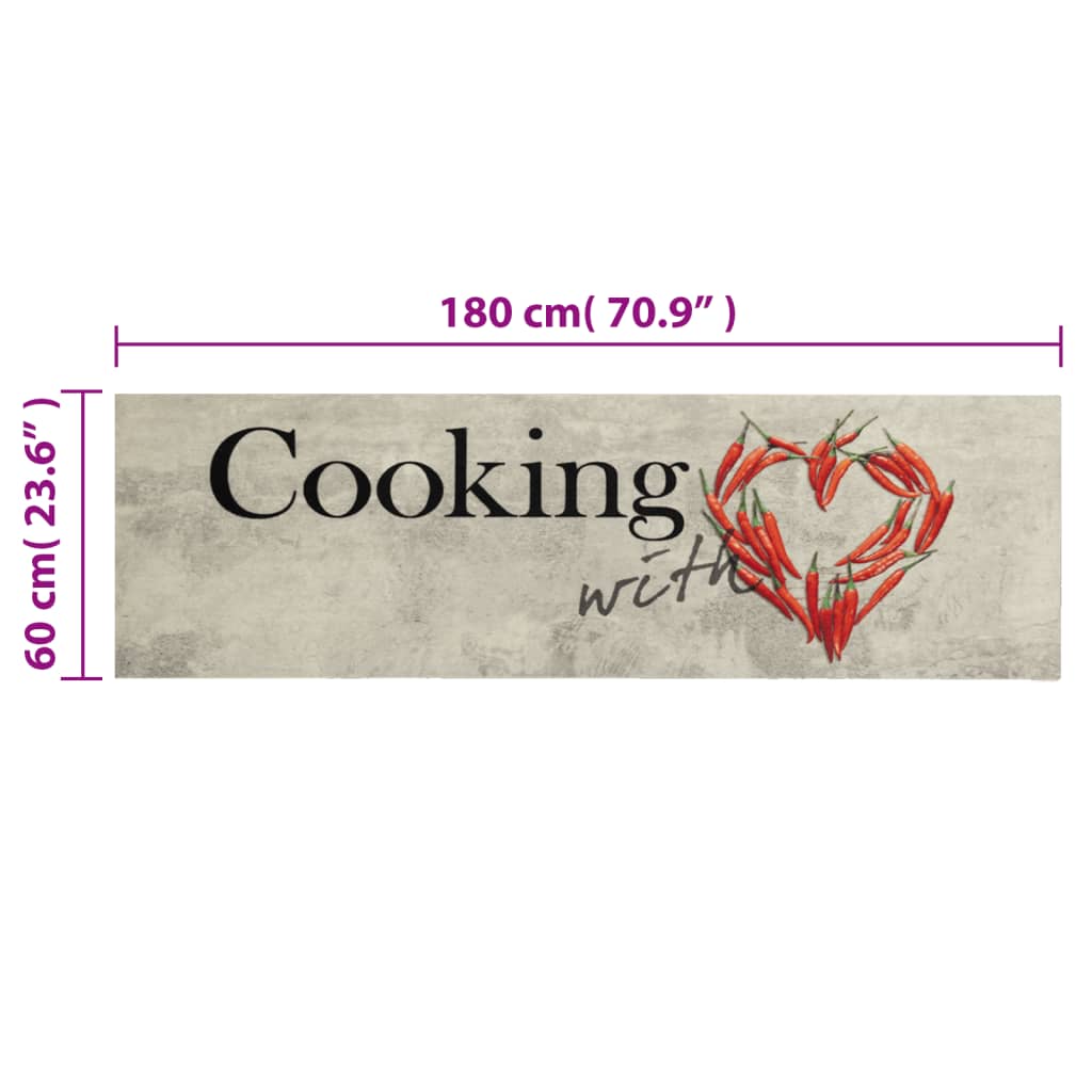 Tapis de cuisine lavable imprimé de piment Cooking 60x180 cm