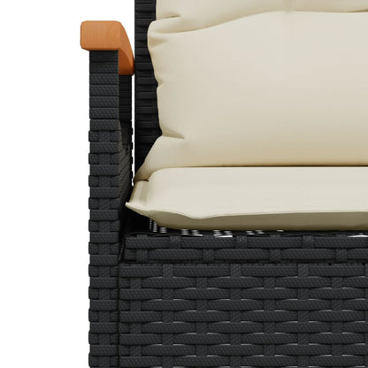 Banc de jardin avec coussins 116x62,5x74 cm noir résine tressée