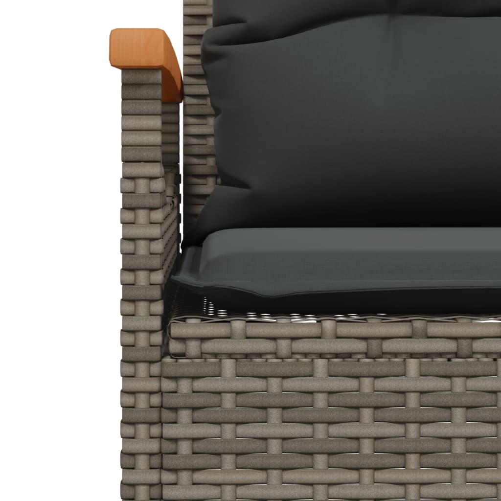 Banc de jardin avec coussins 116x62,5x74 cm gris résine tressée