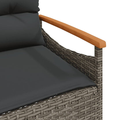 Banc de jardin avec coussins 116x62,5x74 cm gris résine tressée