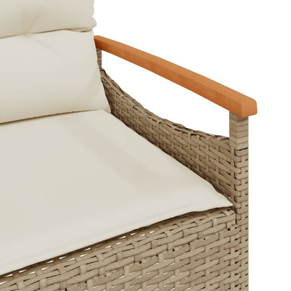 Banc de jardin avec coussins 116x62,5x74cm beige résine tressée