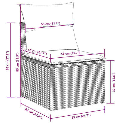 Salon de jardin 8 pcs avec coussins gris clair résine tressée