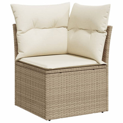 Salon de jardin avec coussins 4 pcs beige résine tressée