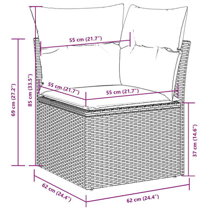 Salon de jardin 4 pcs avec coussins gris clair résine tressée