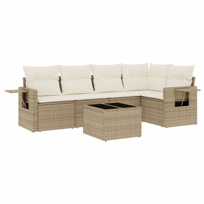 Salon de jardin avec coussins 6 pcs beige résine tressée