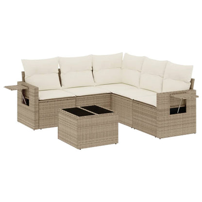 Salon de jardin avec coussins 6 pcs beige résine tressée