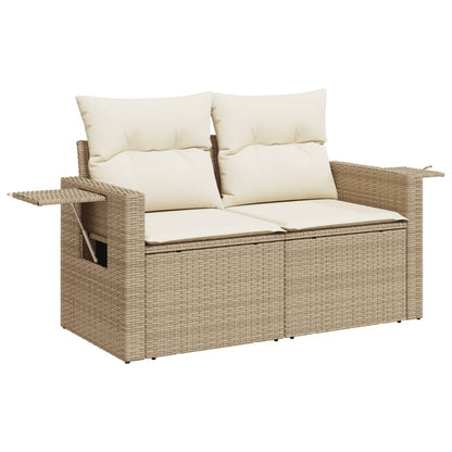 Salon de jardin avec coussins 5 pcs beige résine tressée