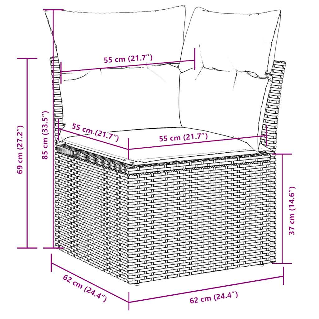 Salon de jardin 5 pcs avec coussins gris clair résine tressée