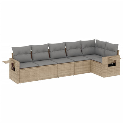 Salon de jardin avec coussins 6 pcs beige résine tressée