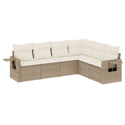 Salon de jardin avec coussins 6 pcs beige résine tressée