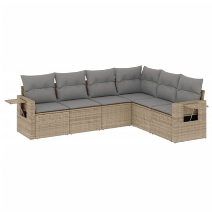 Salon de jardin avec coussins 6 pcs beige résine tressée