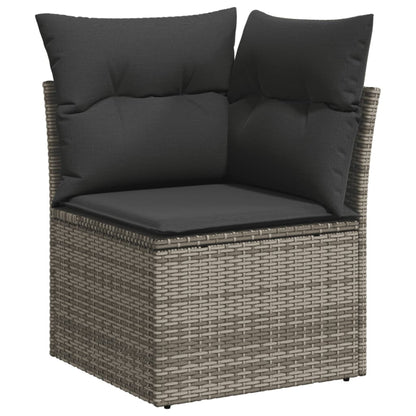 Salon de jardin 6 pcs avec coussins gris résine tressée