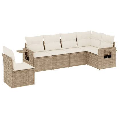 Salon de jardin avec coussins 6 pcs beige résine tressée