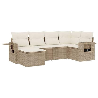 Salon de jardin avec coussins 6 pcs beige résine tressée