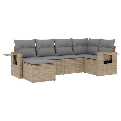 Salon de jardin avec coussins 6 pcs beige résine tressée