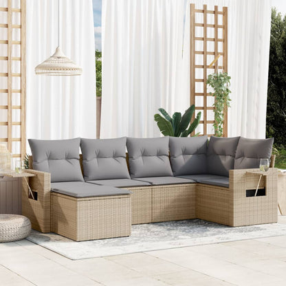 Salon de jardin avec coussins 6 pcs beige résine tressée