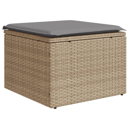 Salon de jardin avec coussins 8 pcs beige résine tressée