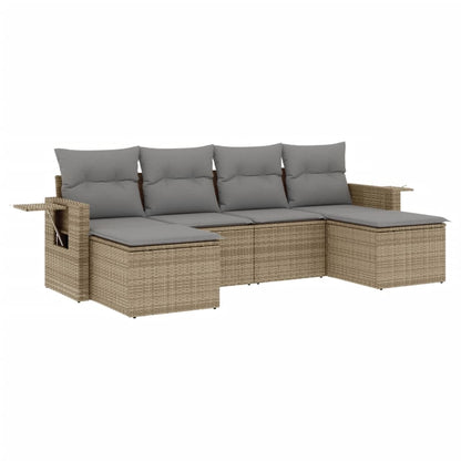 Salon de jardin avec coussins 6 pcs beige résine tressée