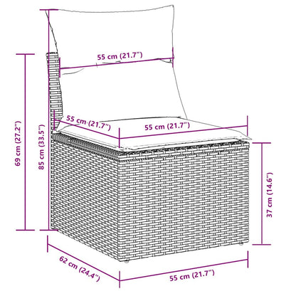 Salon de jardin 8 pcs avec coussins gris clair résine tressée