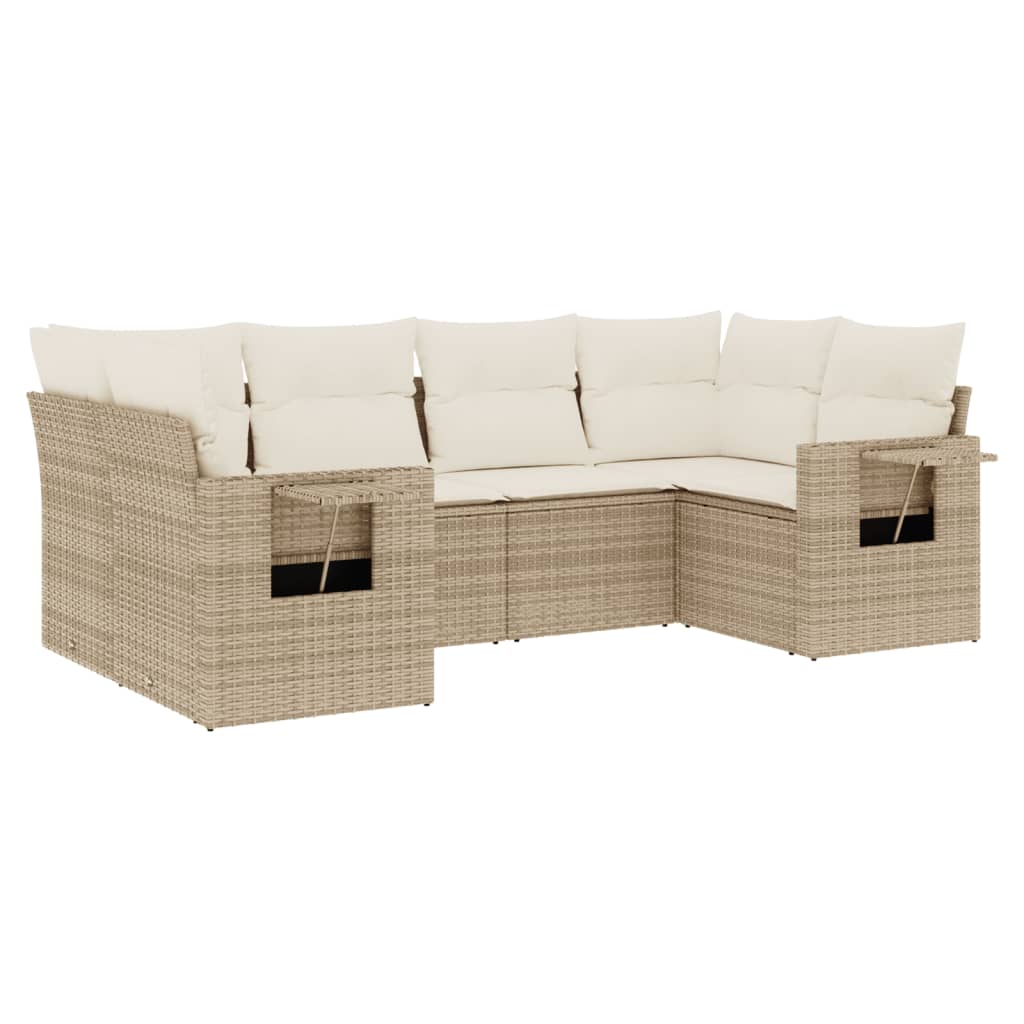 Salon de jardin avec coussins 6 pcs beige résine tressée