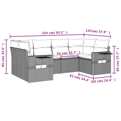 Salon de jardin avec coussins 6 pcs marron résine tressée