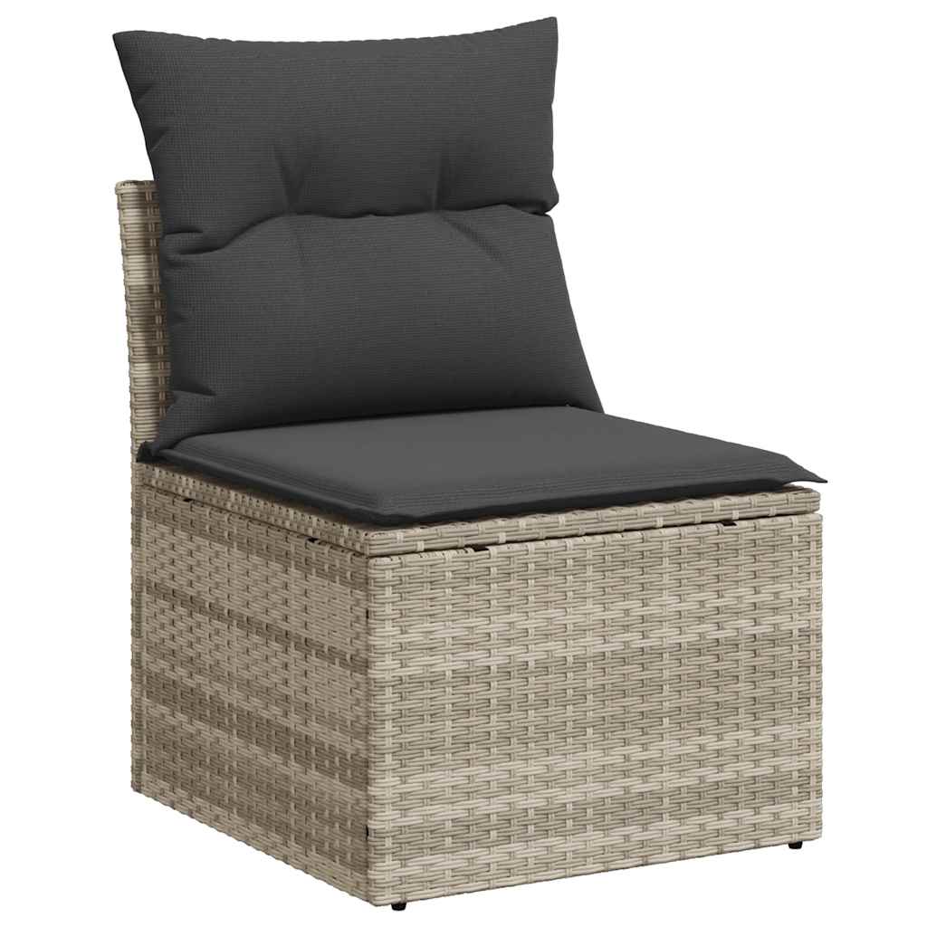 Salon de jardin avec coussins 7 pcs gris clair résine tressée