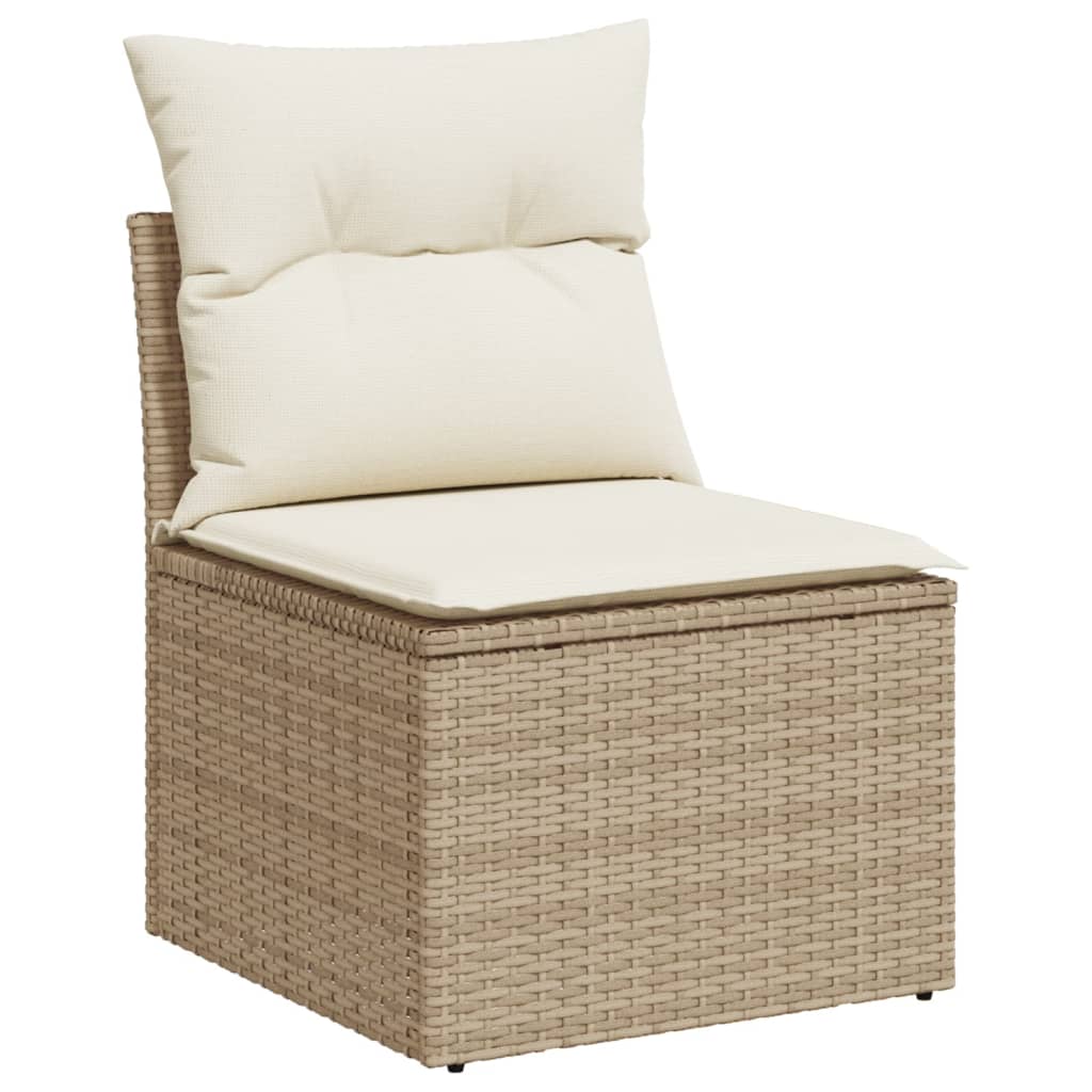 Salon de jardin avec coussins 10 pcs beige résine tressée