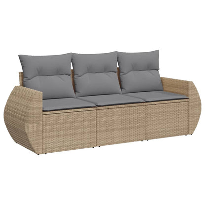 Salon de jardin avec coussins 3 pcs beige résine tressée