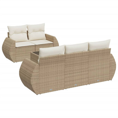 Salon de jardin avec coussins 6 pcs beige résine tressée