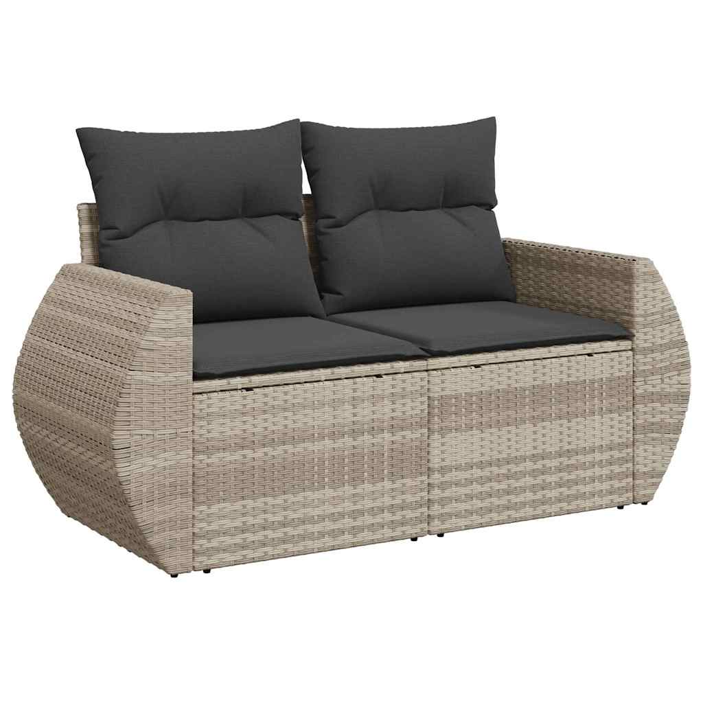 Salon de jardin avec coussins 7 pcs gris clair résine tressée