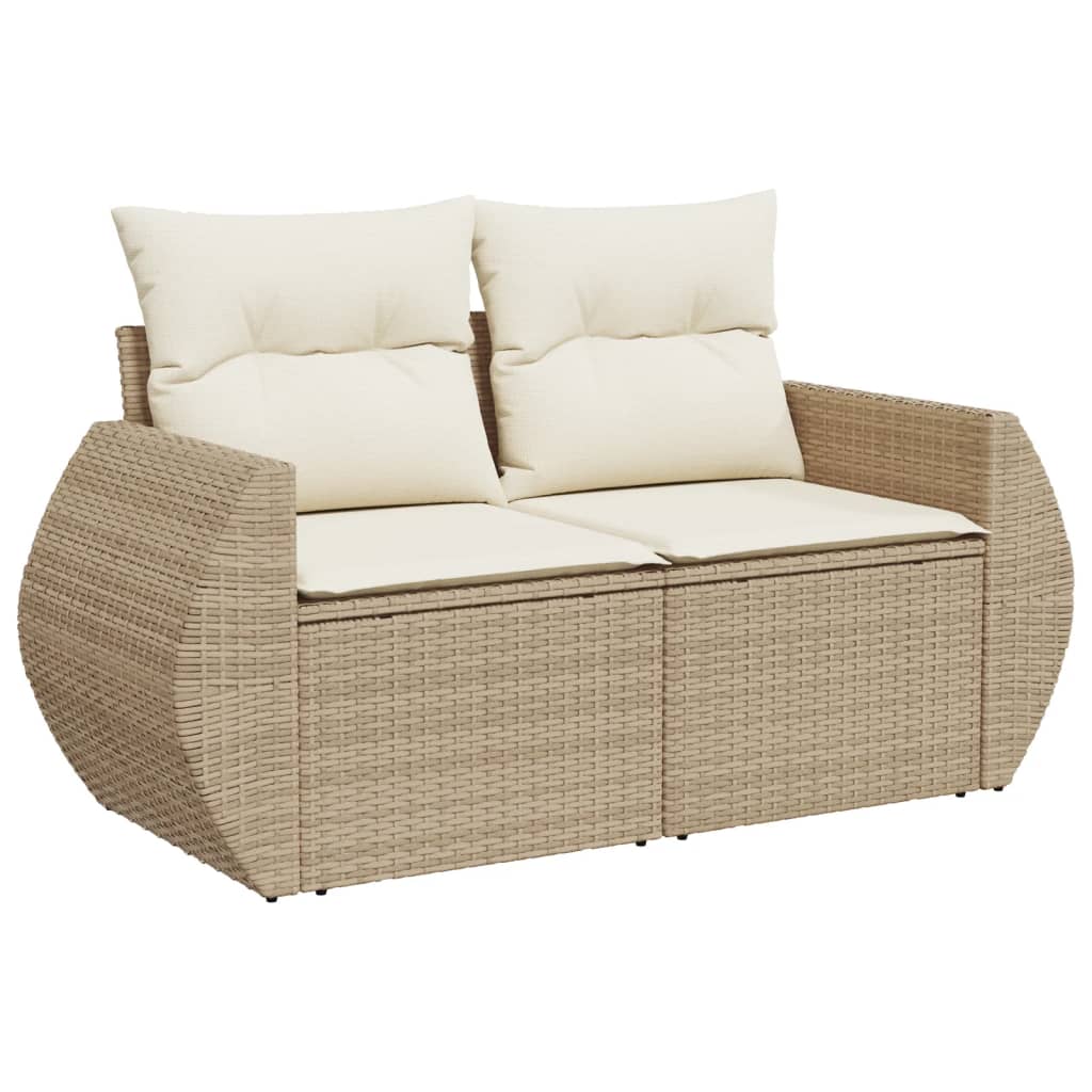 Salon de jardin avec coussins 4 pcs beige résine tressée