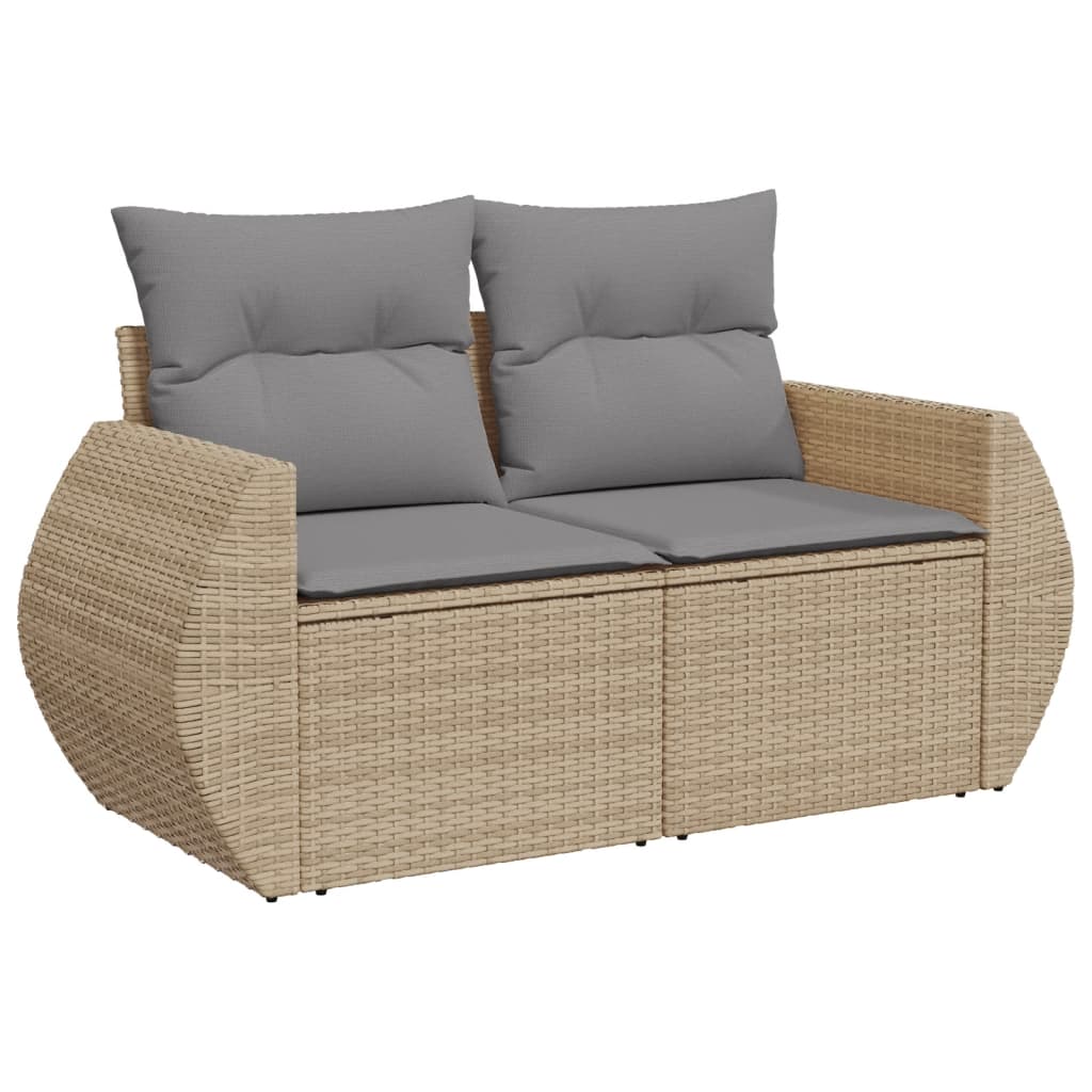 Salon de jardin avec coussins 4 pcs beige résine tressée