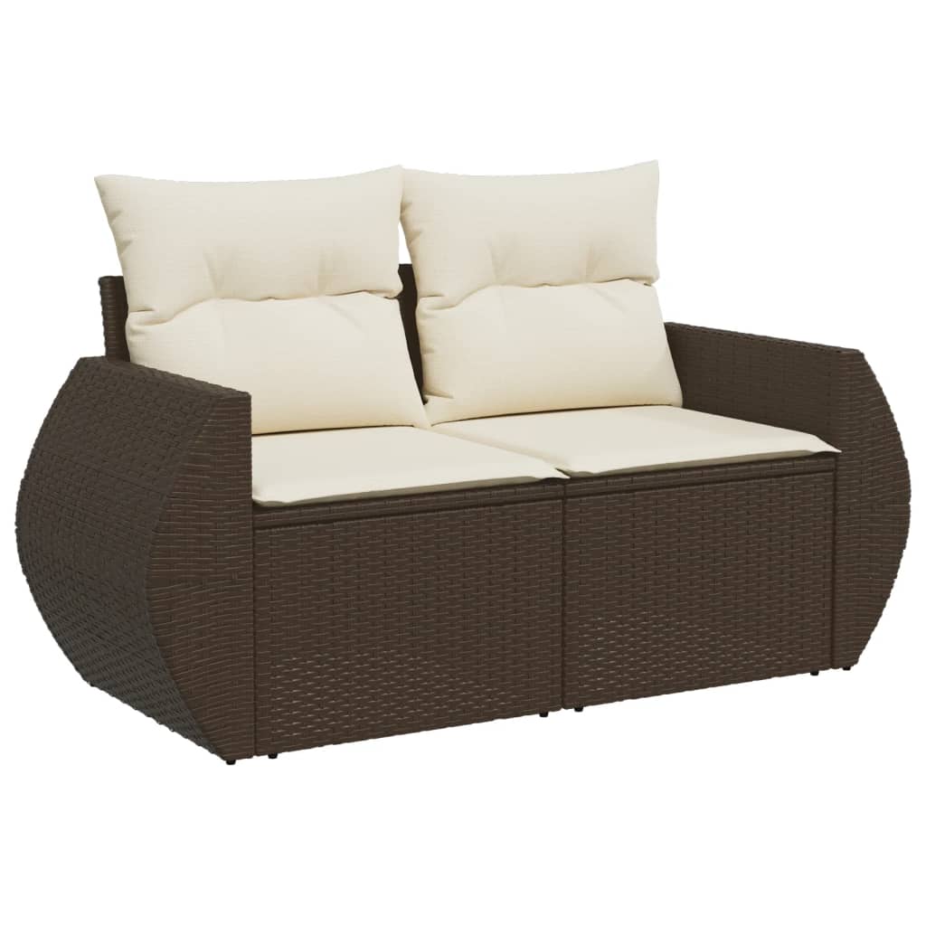 Salon de jardin avec coussins 5 pcs marron résine tressée