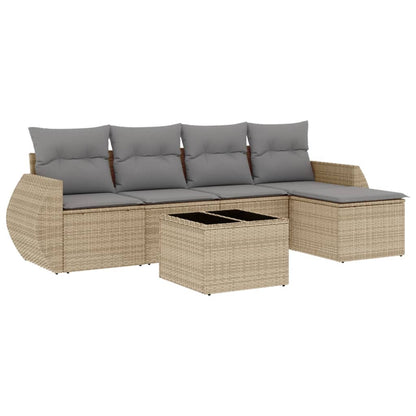 Salon de jardin avec coussins 6 pcs beige résine tressée