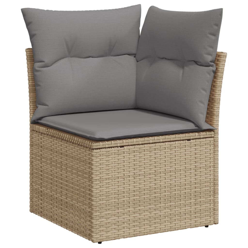 Salon de jardin avec coussins 4 pcs beige résine tressée