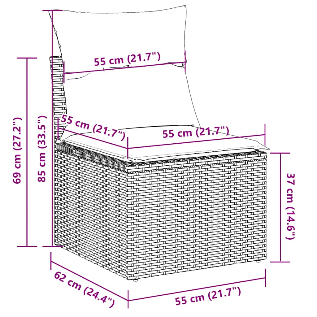 Salon de jardin 5 pcs avec coussins gris clair résine tressée