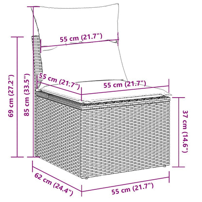 Salon de jardin 5 pcs avec coussins gris clair résine tressée