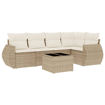 Salon de jardin avec coussins 6 pcs beige résine tressée