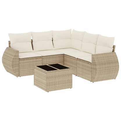 Salon de jardin avec coussins 6 pcs beige résine tressée