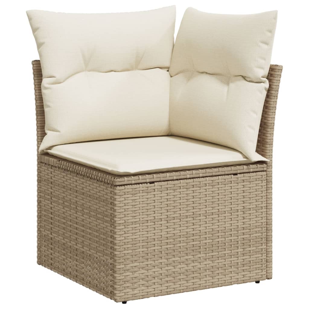 Salon de jardin avec coussins 6 pcs beige résine tressée