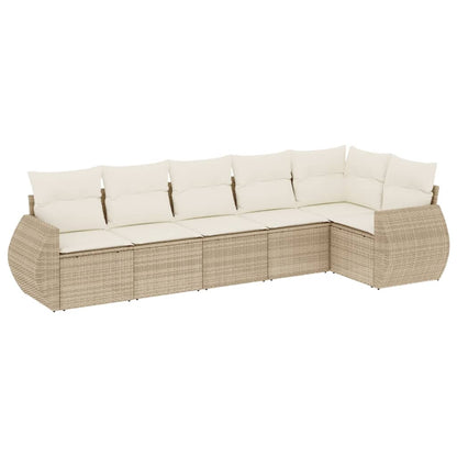 Salon de jardin avec coussins 6 pcs beige résine tressée