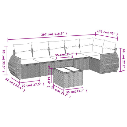 Salon de jardin avec coussins 7 pcs beige résine tressée