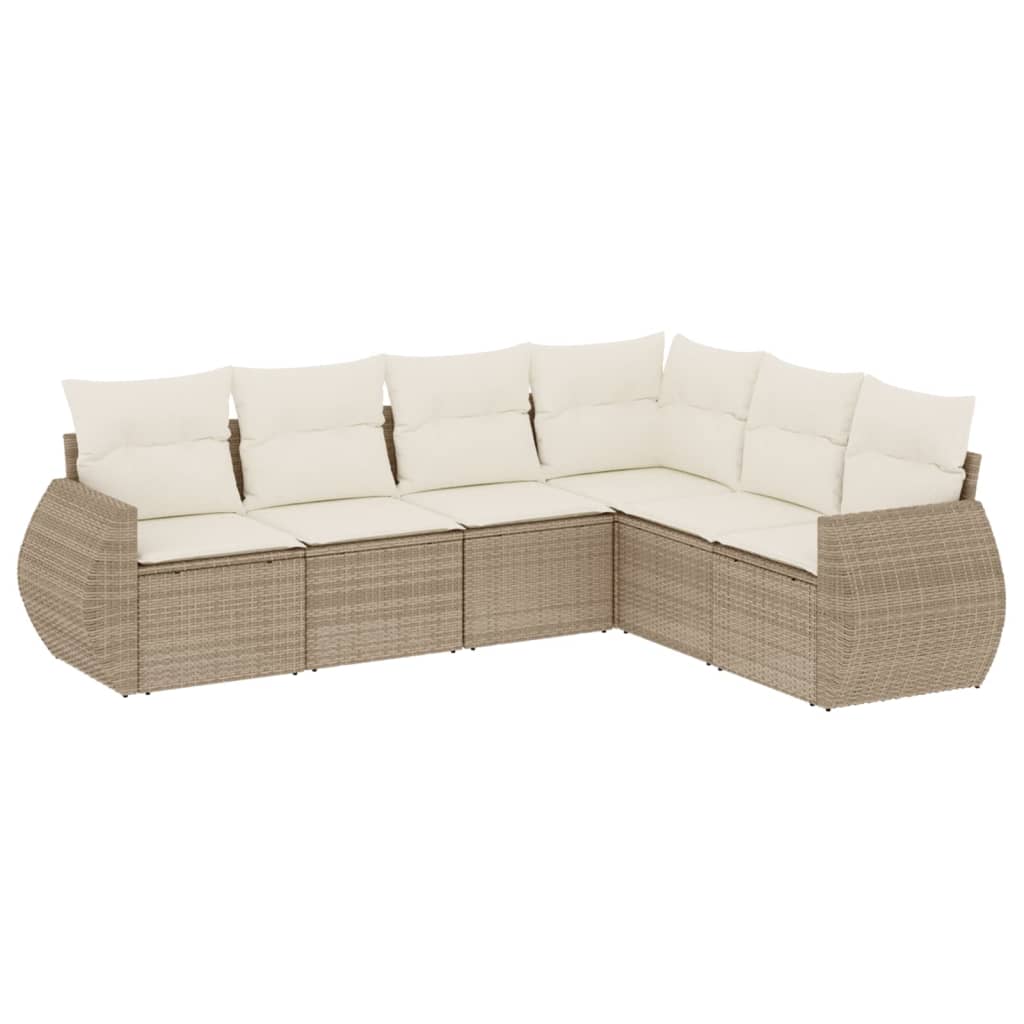 Salon de jardin avec coussins 6 pcs beige résine tressée