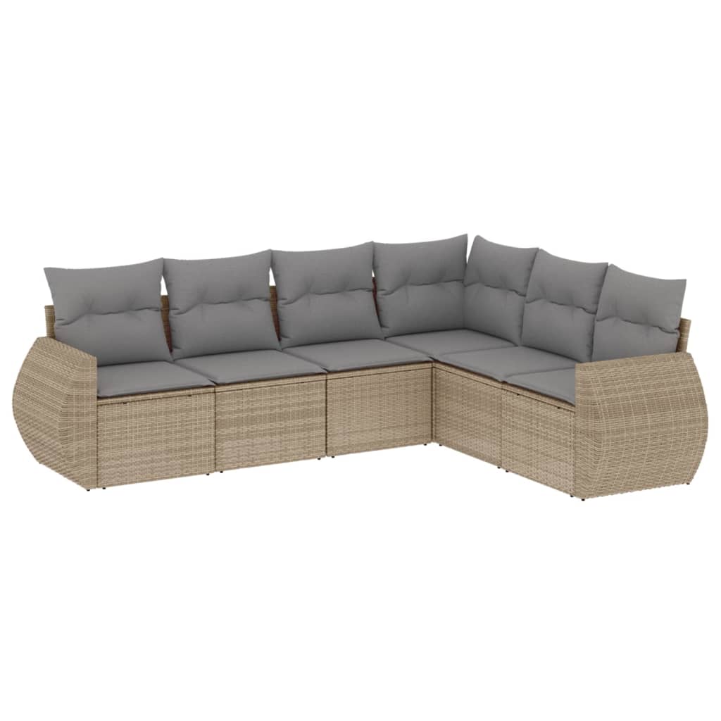 Salon de jardin avec coussins 6 pcs beige résine tressée