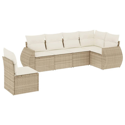 Salon de jardin avec coussins 6 pcs beige résine tressée