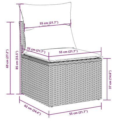 Salon de jardin 6 pcs avec coussins gris clair résine tressée