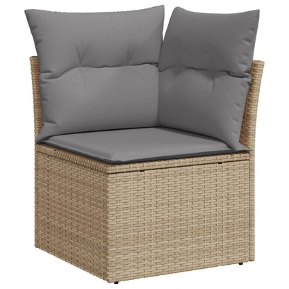 Salon de jardin avec coussins 5 pcs beige résine tressée