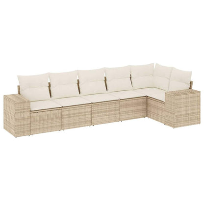 Salon de jardin avec coussins 6 pcs beige résine tressée