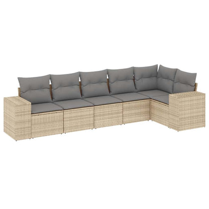 Salon de jardin avec coussins 6 pcs beige résine tressée