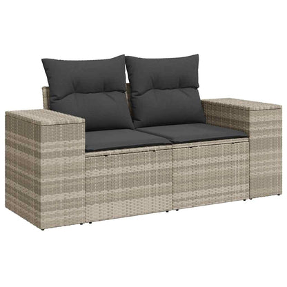 Salon de jardin avec coussins 7 pcs gris clair résine tressée